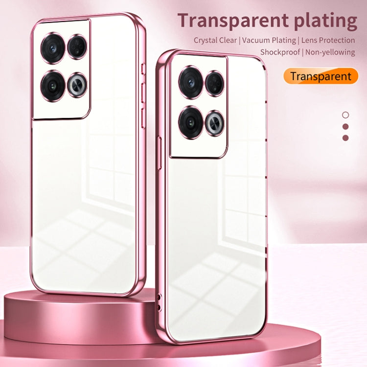 For OPPO Reno8 Pro Transparent Plating Fine Hole Phone Case(Gold) - OPPO Cases by PMC TechLife | Online Shopping South Africa | PMC TechLife | Buy Now Pay Later Mobicred