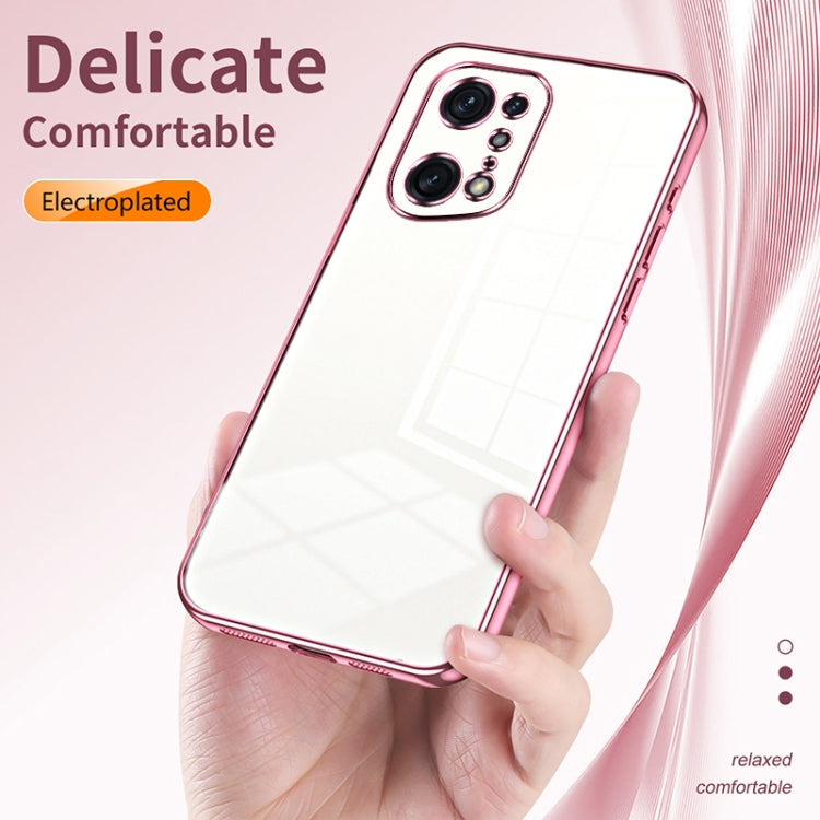 For OPPO Find X5 Pro Transparent Plating Fine Hole Phone Case(Purple) - OPPO Cases by PMC TechLife | Online Shopping South Africa | PMC TechLife | Buy Now Pay Later Mobicred