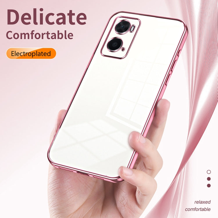For OPPO A36 / A76 / A96 4G Global Transparent Plating Fine Hole Phone Case(Green) - OPPO Cases by PMC TechLife | Online Shopping South Africa | PMC TechLife | Buy Now Pay Later Mobicred