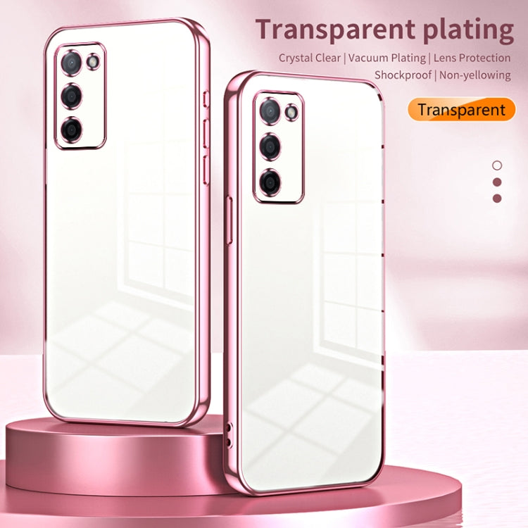 For OPPO A55 5G / A56 / A53s 5G Transparent Plating Fine Hole Phone Case(Silver) - OPPO Cases by PMC TechLife | Online Shopping South Africa | PMC TechLife | Buy Now Pay Later Mobicred