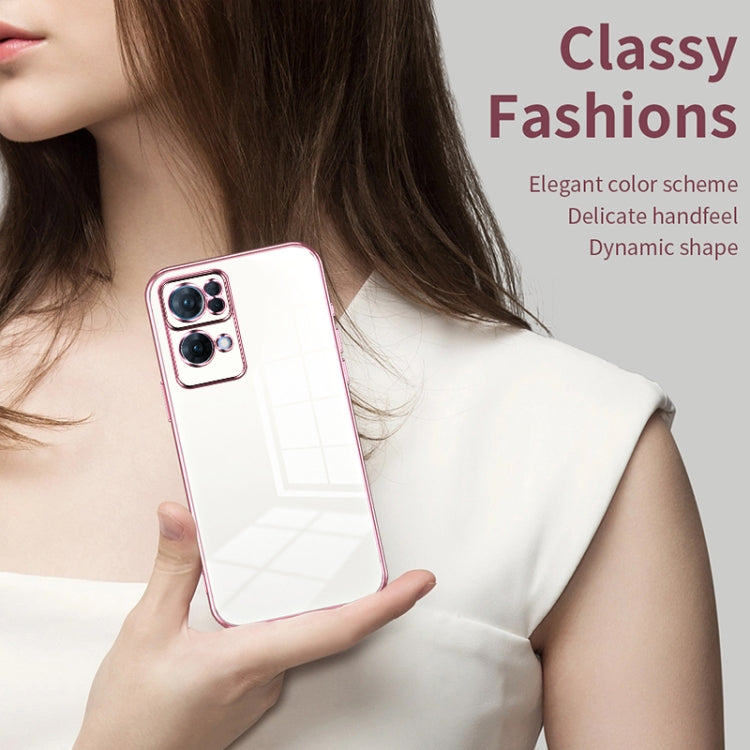 For OPPO Reno7 Pro Transparent Plating Fine Hole Phone Case(Pink) - OPPO Cases by PMC TechLife | Online Shopping South Africa | PMC TechLife | Buy Now Pay Later Mobicred