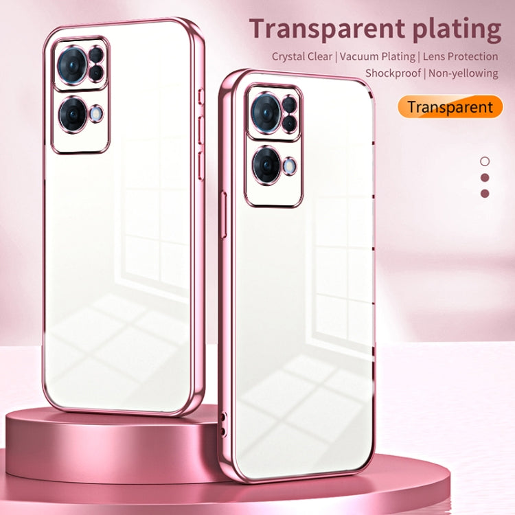 For OPPO Reno7 Pro Transparent Plating Fine Hole Phone Case(Gold) - OPPO Cases by PMC TechLife | Online Shopping South Africa | PMC TechLife | Buy Now Pay Later Mobicred