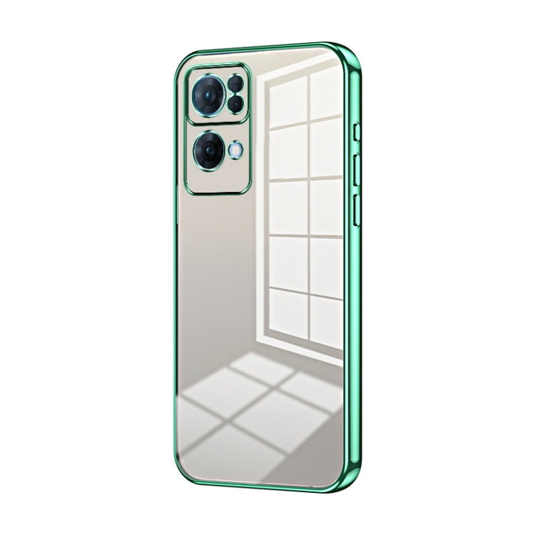 For OPPO Reno7 Pro Transparent Plating Fine Hole Phone Case(Green) - OPPO Cases by PMC TechLife | Online Shopping South Africa | PMC TechLife | Buy Now Pay Later Mobicred