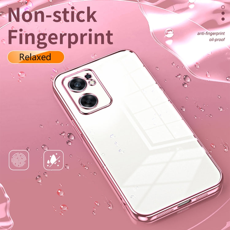 For OPPO Reno7 SE Transparent Plating Fine Hole Phone Case(Purple) - OPPO Cases by PMC TechLife | Online Shopping South Africa | PMC TechLife | Buy Now Pay Later Mobicred