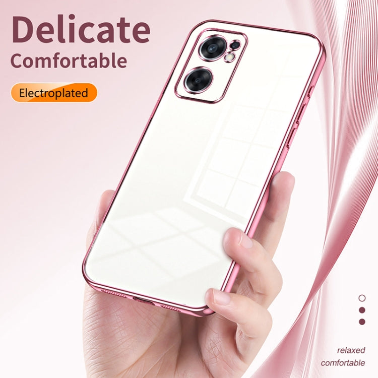 For OPPO Reno7 SE Transparent Plating Fine Hole Phone Case(Purple) - OPPO Cases by PMC TechLife | Online Shopping South Africa | PMC TechLife | Buy Now Pay Later Mobicred