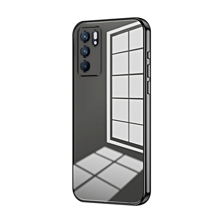 For OPPO Reno6 Indian / Malay Transparent Plating Fine Hole Phone Case(Black) - OPPO Cases by PMC TechLife | Online Shopping South Africa | PMC TechLife | Buy Now Pay Later Mobicred