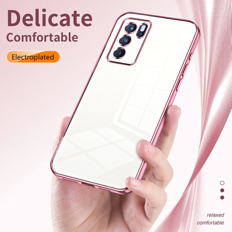 For OPPO Reno6 Pro Indian  Transparent Plating Fine Hole Phone Case(Purple) - OPPO Cases by PMC TechLife | Online Shopping South Africa | PMC TechLife | Buy Now Pay Later Mobicred