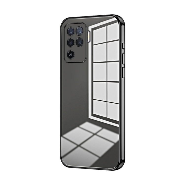 For OPPO A94 4G Transparent Plating Fine Hole Phone Case(Black) - OPPO Cases by PMC TechLife | Online Shopping South Africa | PMC TechLife | Buy Now Pay Later Mobicred