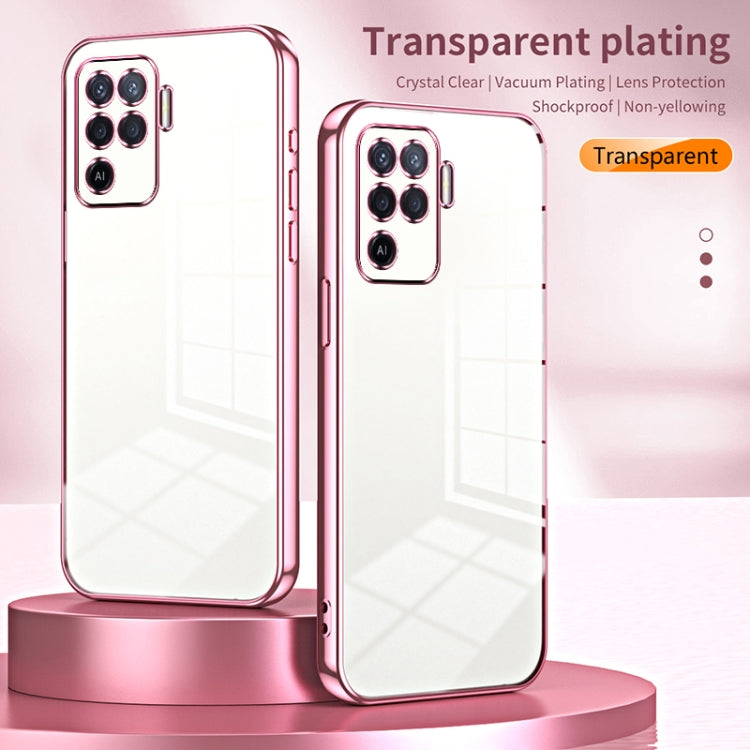 For OPPO A94 4G Transparent Plating Fine Hole Phone Case(Black) - OPPO Cases by PMC TechLife | Online Shopping South Africa | PMC TechLife | Buy Now Pay Later Mobicred