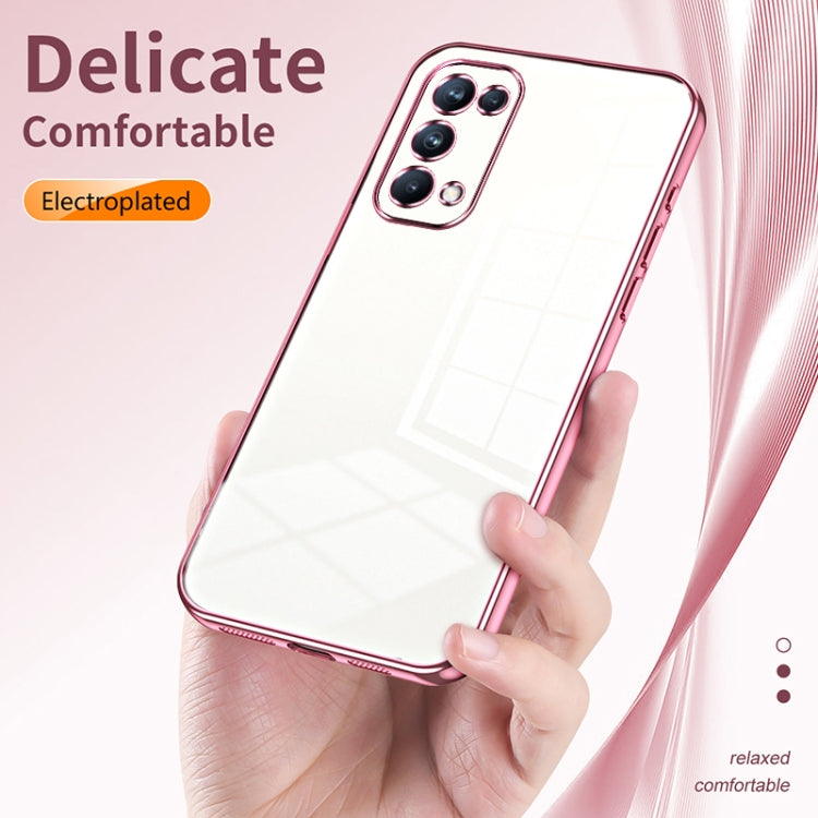 For OPPO Reno5 Pro Transparent Plating Fine Hole Phone Case(Blue) - OPPO Cases by PMC TechLife | Online Shopping South Africa | PMC TechLife | Buy Now Pay Later Mobicred