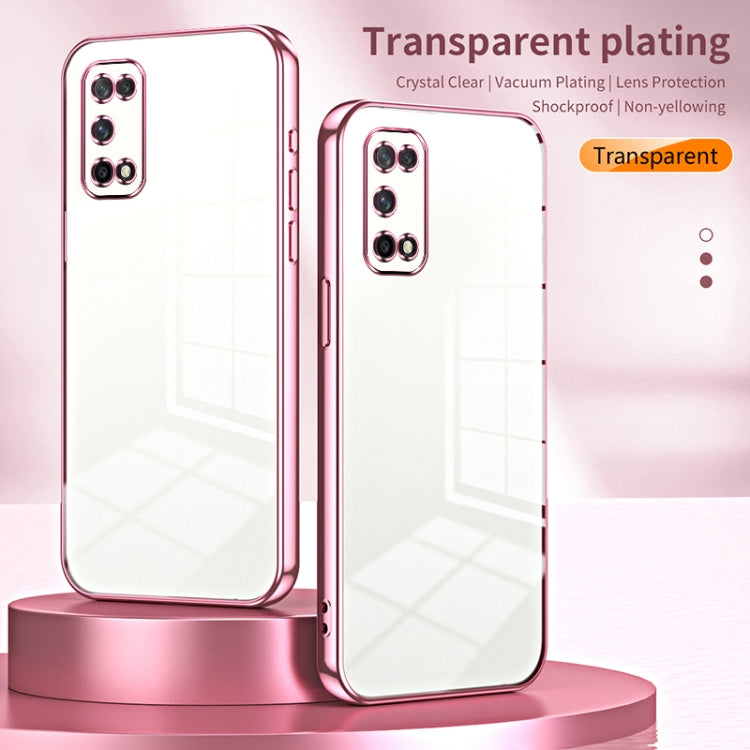 For OPPO K7x / Realme V5 5G Transparent Plating Fine Hole Phone Case(Blue) - OPPO Cases by PMC TechLife | Online Shopping South Africa | PMC TechLife | Buy Now Pay Later Mobicred