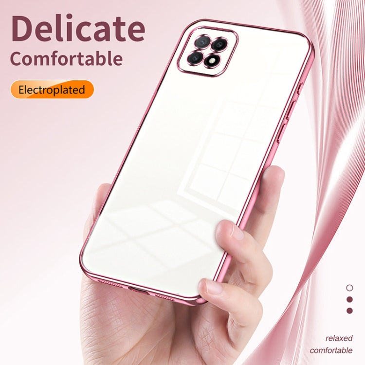 For OPPO A72 5G / A73 5G Transparent Plating Fine Hole Phone Case(Blue) - OPPO Cases by PMC TechLife | Online Shopping South Africa | PMC TechLife | Buy Now Pay Later Mobicred