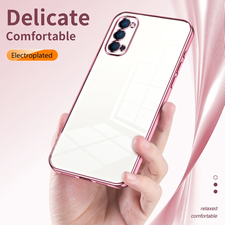 For OPPO Reno4 Transparent Plating Fine Hole Phone Case(Purple) - OPPO Cases by PMC TechLife | Online Shopping South Africa | PMC TechLife | Buy Now Pay Later Mobicred