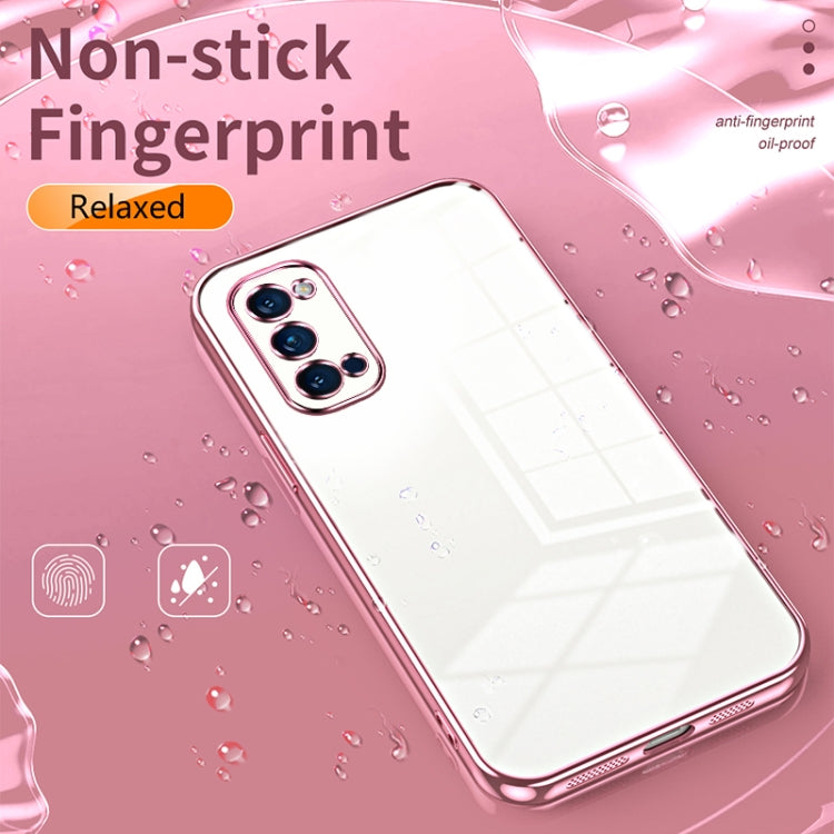 For OPPO Reno4 Pro Transparent Plating Fine Hole Phone Case(Blue) - OPPO Cases by PMC TechLife | Online Shopping South Africa | PMC TechLife | Buy Now Pay Later Mobicred