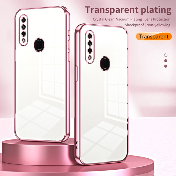 For OPPO A8 / A31 2020 Transparent Plating Fine Hole Phone Case(Black) - OPPO Cases by PMC TechLife | Online Shopping South Africa | PMC TechLife | Buy Now Pay Later Mobicred