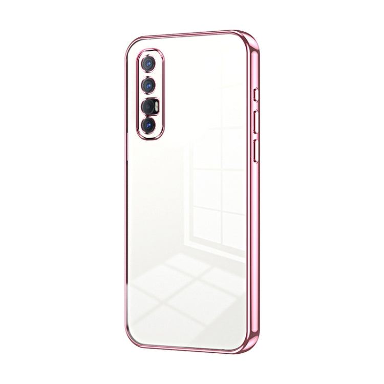 For OPPO Reno3 Pro Transparent Plating Fine Hole Phone Case(Pink) - OPPO Cases by PMC TechLife | Online Shopping South Africa | PMC TechLife | Buy Now Pay Later Mobicred