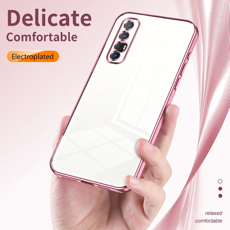 For OPPO Reno3 Pro Transparent Plating Fine Hole Phone Case(Blue) - free shipping - PMC TechLife - Order now!