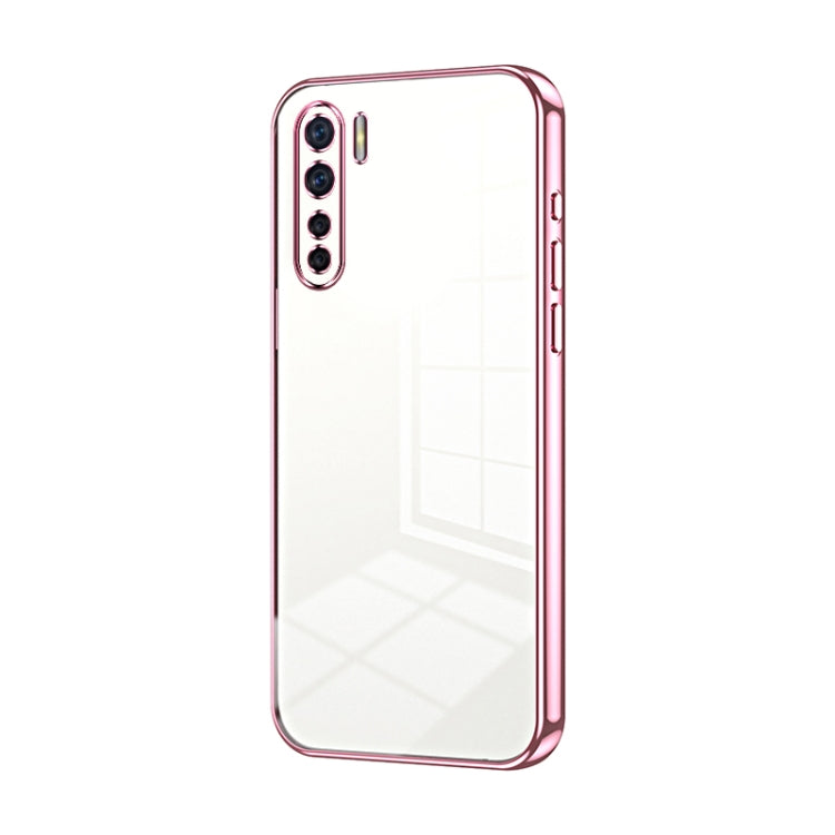 For OPPO A91 Transparent Plating Fine Hole Phone Case(Pink) - OPPO Cases by PMC TechLife | Online Shopping South Africa | PMC TechLife | Buy Now Pay Later Mobicred