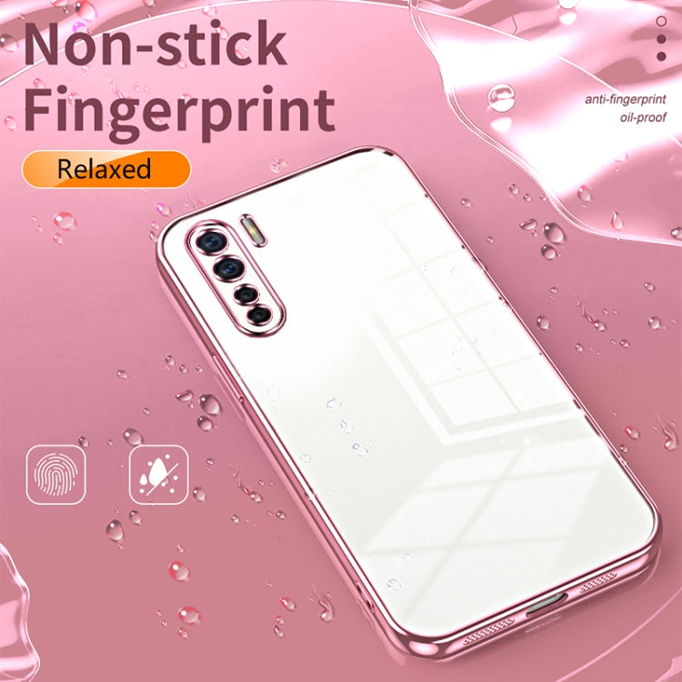 For OPPO A91 Transparent Plating Fine Hole Phone Case(Pink) - OPPO Cases by PMC TechLife | Online Shopping South Africa | PMC TechLife | Buy Now Pay Later Mobicred