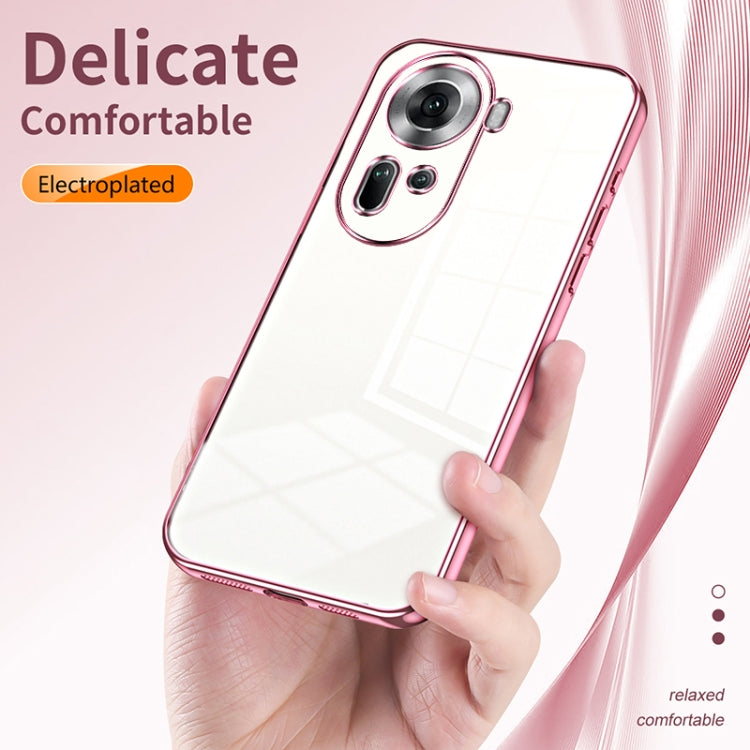 For OPPO Reno11 Global Transparent Plating Fine Hole Phone Case(Blue) - Reno11 Cases by PMC TechLife | Online Shopping South Africa | PMC TechLife | Buy Now Pay Later Mobicred