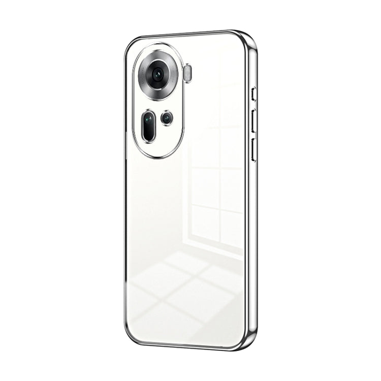 For OPPO Reno11 Global Transparent Plating Fine Hole Phone Case(Silver) - Reno11 Cases by PMC TechLife | Online Shopping South Africa | PMC TechLife | Buy Now Pay Later Mobicred