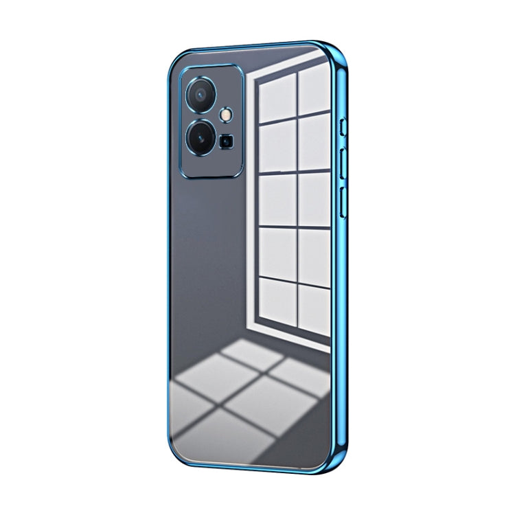 For vivo T1 5G Transparent Plating Fine Hole Phone Case(Blue) - vivo Cases by PMC TechLife | Online Shopping South Africa | PMC TechLife | Buy Now Pay Later Mobicred