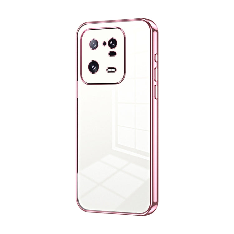 For Xiaomi 13 Pro Transparent Plating Fine Hole Phone Case(Pink) - Xiaomi Cases by PMC TechLife | Online Shopping South Africa | PMC TechLife | Buy Now Pay Later Mobicred