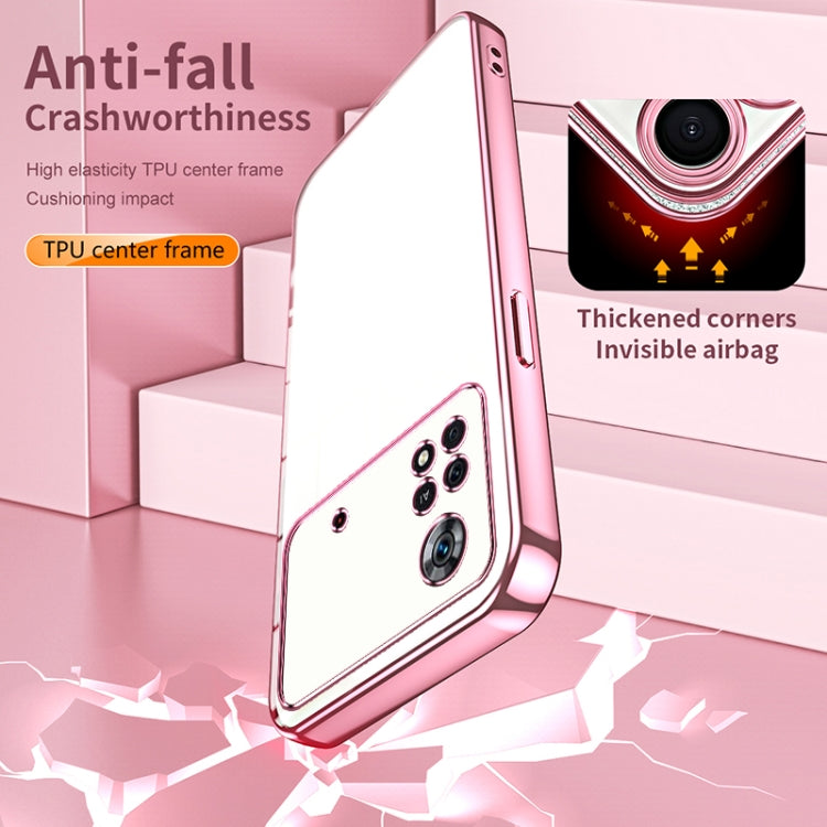 For Xiaomi Poco X4 Pro 5G Transparent Plating Fine Hole Phone Case(Purple) - Xiaomi Cases by PMC TechLife | Online Shopping South Africa | PMC TechLife | Buy Now Pay Later Mobicred