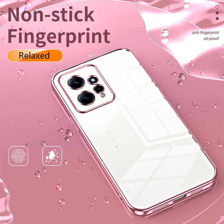 For Xiaomi Redmi Note 12 4G Transparent Plating Fine Hole Phone Case(Pink) - Xiaomi Cases by PMC TechLife | Online Shopping South Africa | PMC TechLife | Buy Now Pay Later Mobicred