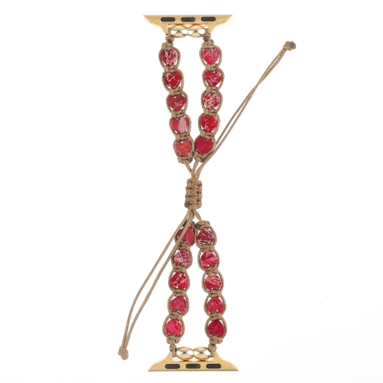 For Apple Watch Ultra 2 49mm Heart Stones Drawstring Chain Watch Band(Red) - Watch Bands by PMC Jewellery | Online Shopping South Africa | PMC Jewellery