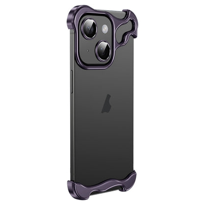 For iPhone 14 Plus Frameless Metal Corner Pad Phone Case with Lens Film(Purple) - iPhone 14 Plus Cases by PMC Jewellery | Online Shopping South Africa | PMC Jewellery | Buy Now Pay Later Mobicred