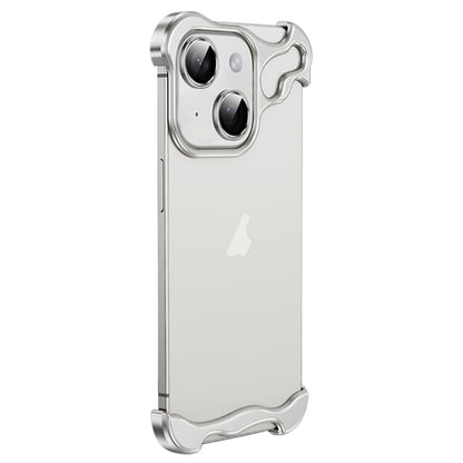 For iPhone 14 Plus Frameless Metal Corner Pad Phone Case with Lens Film(White) - iPhone 14 Plus Cases by PMC Jewellery | Online Shopping South Africa | PMC Jewellery | Buy Now Pay Later Mobicred