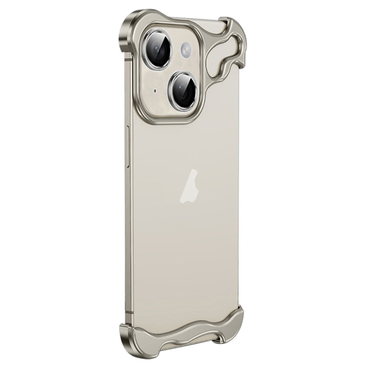 For iPhone 14 Plus Frameless Metal Corner Pad Phone Case with Lens Film(Grey) - iPhone 14 Plus Cases by PMC Jewellery | Online Shopping South Africa | PMC Jewellery | Buy Now Pay Later Mobicred