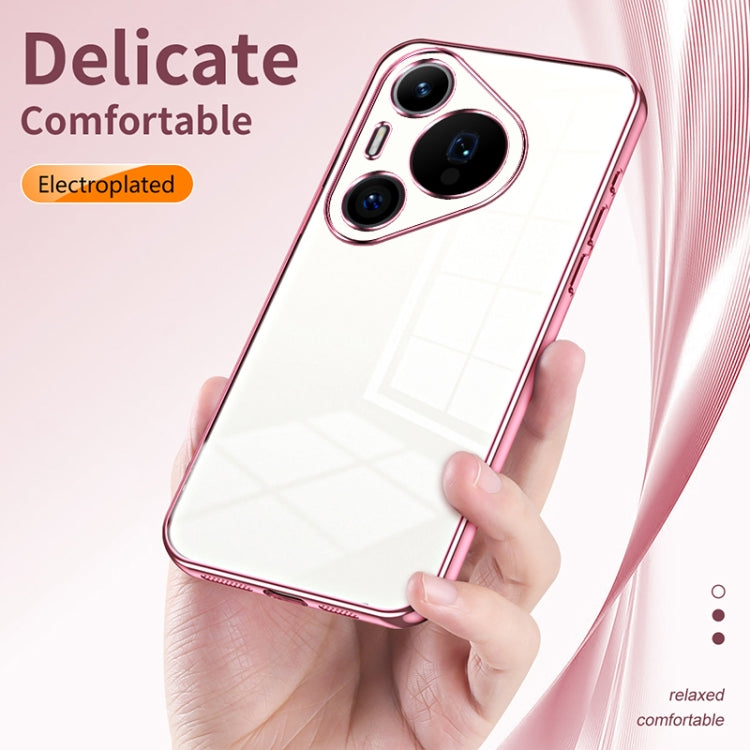 For Huawei Pura 70 Pro Transparent Plating Fine Hole Phone Case(Pink) - Huawei Cases by PMC Jewellery | Online Shopping South Africa | PMC Jewellery | Buy Now Pay Later Mobicred