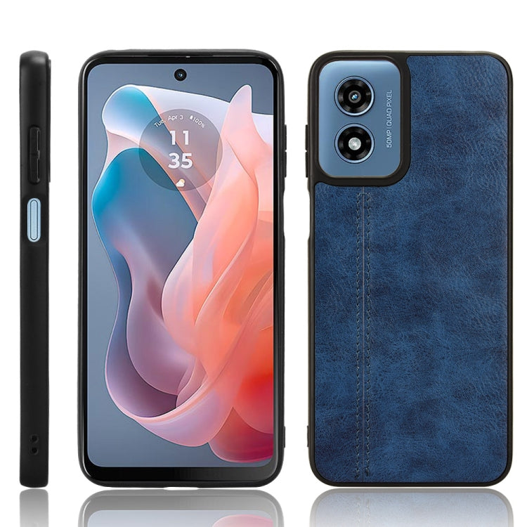 For Motorola Moto G Play 4G 2024 Cow Pattern Sewing Back Cover Phone Case(Blue) - Motorola Cases by PMC Jewellery | Online Shopping South Africa | PMC Jewellery | Buy Now Pay Later Mobicred