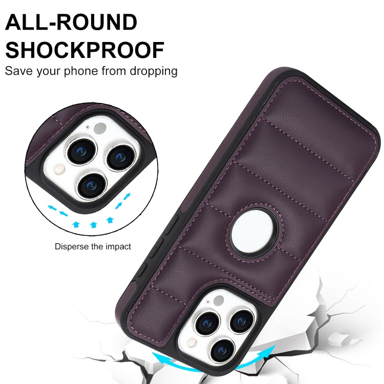 For iPhone 15 Pro Max Piano Key Hollow Cutout PU Phone Case(Dark Purple) - iPhone 15 Pro Max Cases by PMC TechLife | Online Shopping South Africa | PMC TechLife | Buy Now Pay Later Mobicred