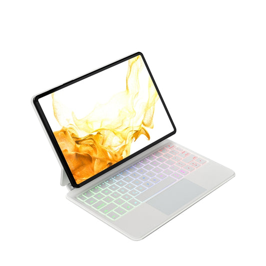 For Samsung Galaxy Tab S9 FE/S9/S8 M11P-B-S9 Magnetic Bluetooth Keyboard Leather Tablet Case(White) - Samsung Keyboard by PMC Jewellery | Online Shopping South Africa | PMC Jewellery | Buy Now Pay Later Mobicred