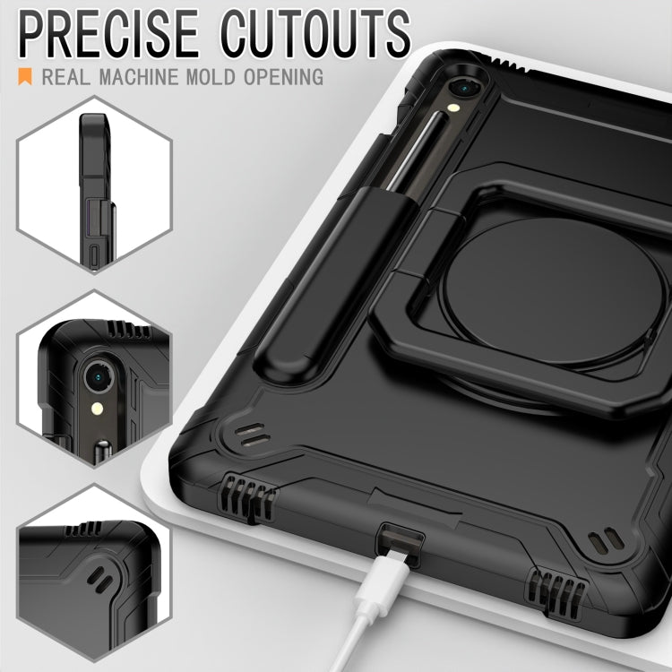 For Samsung Galaxy Tab S9 FE / S9 Handle Robot Silicone Hybrid PC Tablet Case(Black) - Galaxy Tab S9 Cases by PMC TechLife | Online Shopping South Africa | PMC TechLife