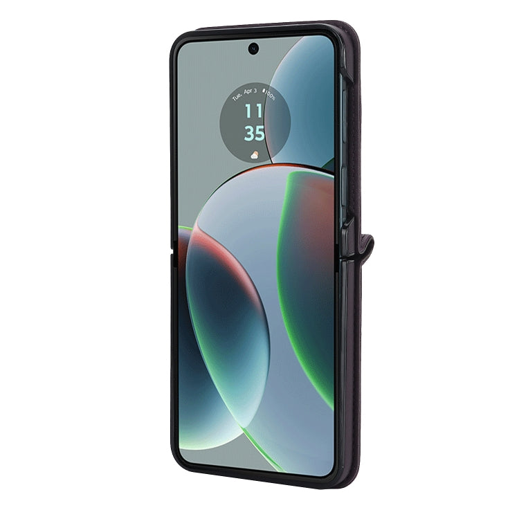 For Motorola Razr 40 Rhombic Texture Phone Case with Long & Short Lanyard(Black) - Motorola Cases by PMC TechLife | Online Shopping South Africa | PMC TechLife | Buy Now Pay Later Mobicred