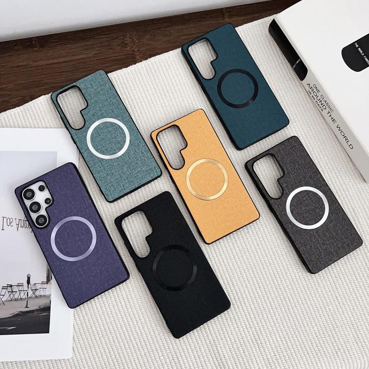 For Samsung Galaxy S25 Ultra 5G Magsafe Magnetic Ring Cloth Texture Phone Case(Green) - Galaxy S25 Ultra 5G Cases by PMC TechLife | Online Shopping South Africa | PMC TechLife | Buy Now Pay Later Mobicred