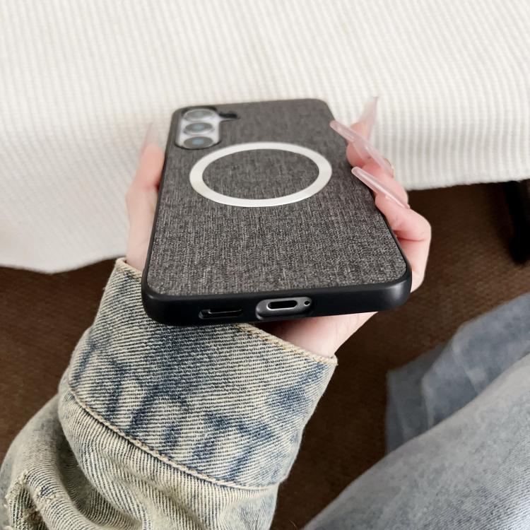 For Samsung Galaxy S25+ 5G Magsafe Magnetic Ring Cloth Texture Phone Case(Black) - free shipping - PMC TechLife - Order now!