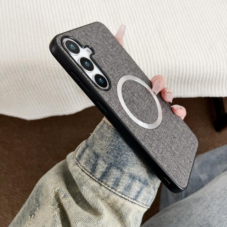 For Samsung Galaxy S25 5G Magsafe Magnetic Ring Cloth Texture Phone Case(Black) - Galaxy S25 5G Cases by PMC TechLife | Online Shopping South Africa | PMC TechLife | Buy Now Pay Later Mobicred