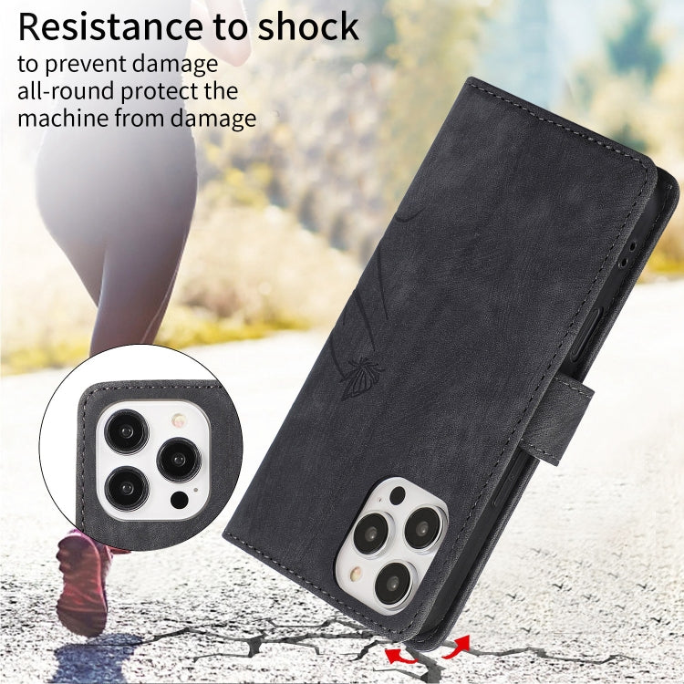 For iPhone 16 Pro Max Orchid Butterfly Embossed Leather Phone Case(Black) - free shipping - PMC TechLife - Order now!