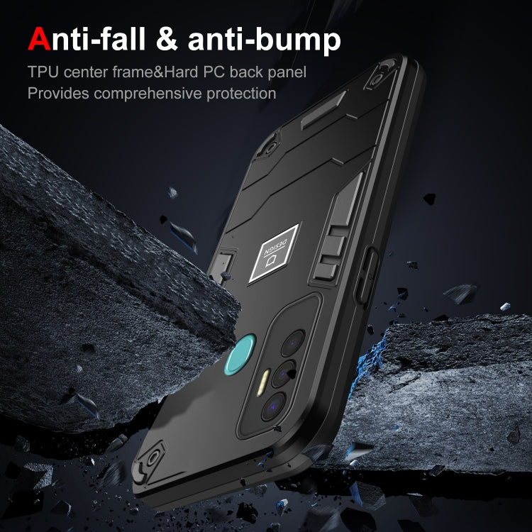 For Tecno Spark 7P 2 in 1 Shockproof Phone Case(Black) - Tecno Cases by PMC TechLife | Online Shopping South Africa | PMC TechLife | Buy Now Pay Later Mobicred