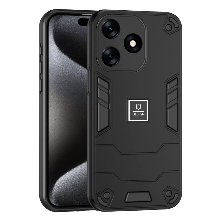 For Tecno Spark 10 2 in 1 Shockproof Phone Case(Black) - Tecno Cases by PMC TechLife | Online Shopping South Africa | PMC TechLife | Buy Now Pay Later Mobicred