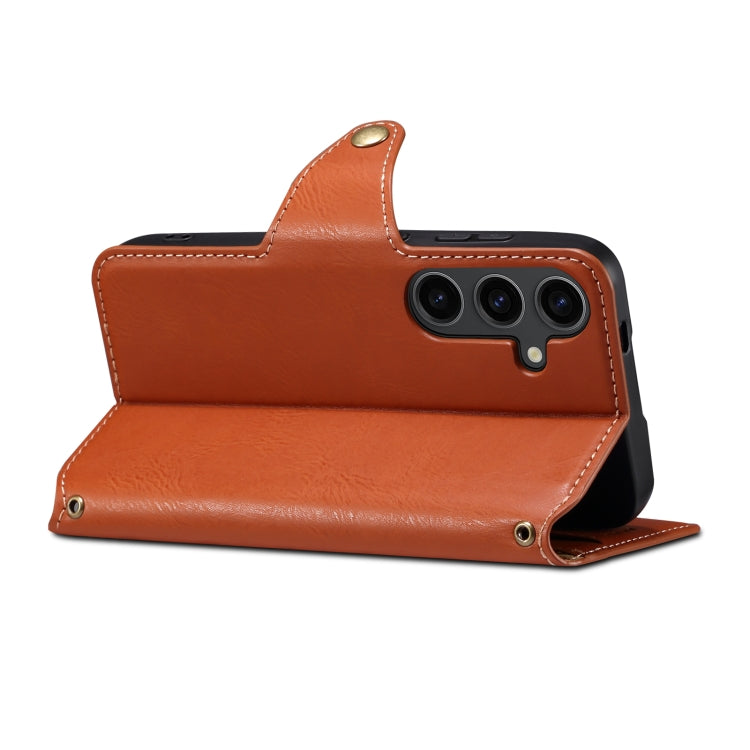 For Samsung Galaxy S24+ 5G Denior Cowhide Texture Wallet Style Leather Phone Case(Brown) - free shipping - PMC Jewellery - Order now!