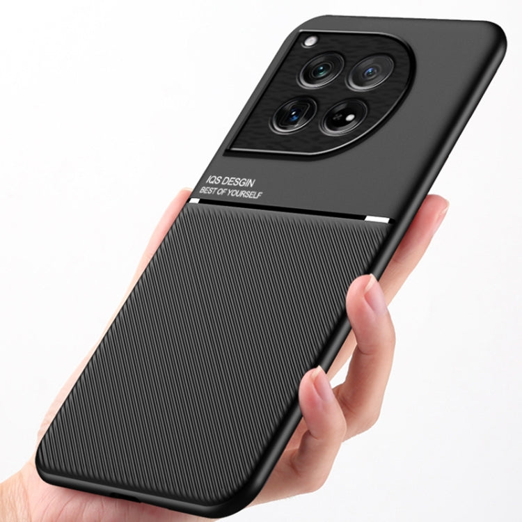 For OnePlus 12 Classic Tilt Strip Grain Magnetic Shockproof PC + TPU Phone Case(Black) - OnePlus Cases by PMC TechLife | Online Shopping South Africa | PMC TechLife