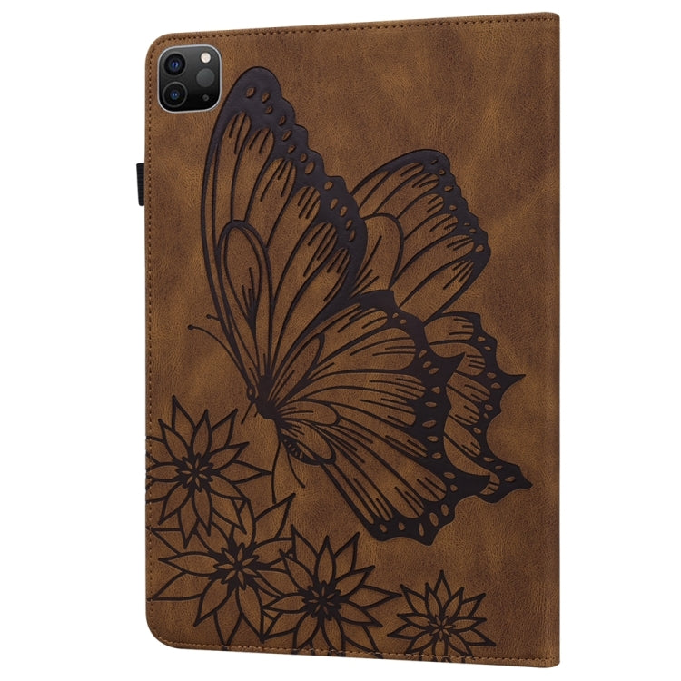 For iPad Pro 11 2024 Big Butterfly Embossed Leather Tablet Case(Brown) - iPad Pro 11 2024 Cases by PMC TechLife | Online Shopping South Africa | PMC TechLife | Buy Now Pay Later Mobicred