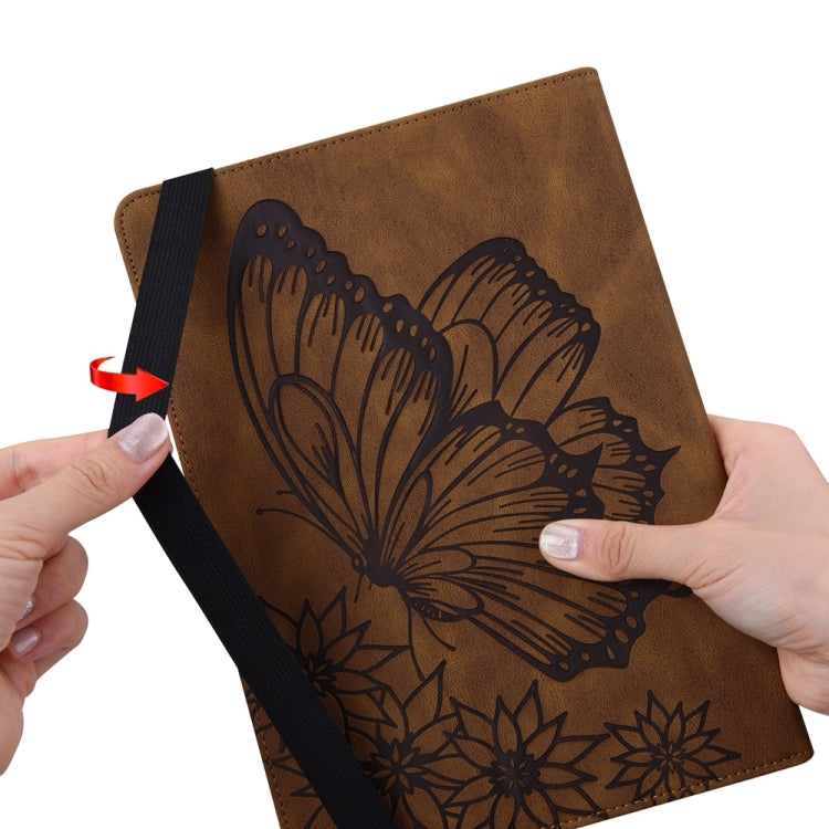 For iPad Pro 11 2024 Big Butterfly Embossed Leather Tablet Case(Brown) - iPad Pro 11 2024 Cases by PMC TechLife | Online Shopping South Africa | PMC TechLife | Buy Now Pay Later Mobicred