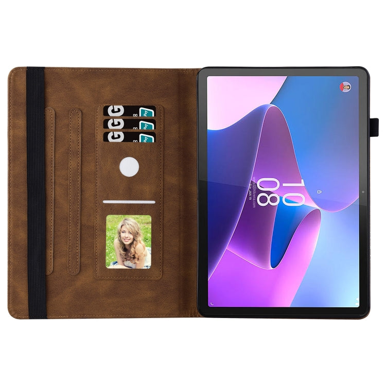 For Lenovo Tab P12 / Xiaoxin Pad Pro 12.7 Big Butterfly Embossed Leather Tablet Case(Brown) - Lenovo by PMC TechLife | Online Shopping South Africa | PMC TechLife | Buy Now Pay Later Mobicred
